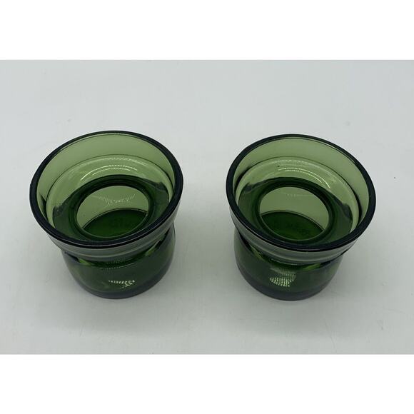 Two Vintage DANSK Design Denmark IHQ Green Glass Votive Candle Holders - Picture 2 of 4